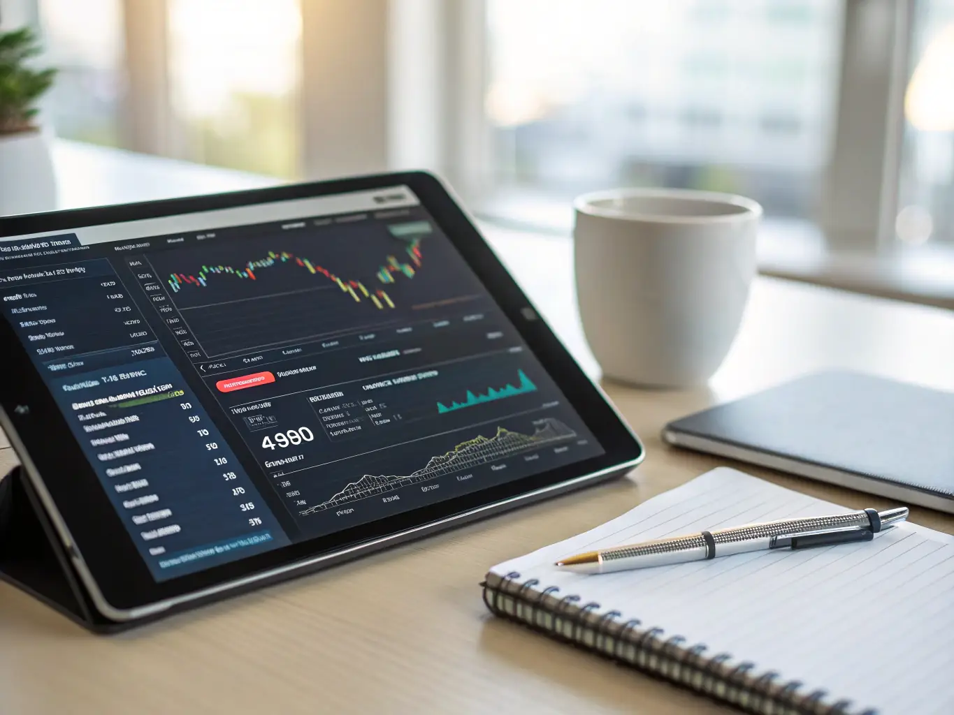 A diverse investment portfolio displayed on a tablet, highlighting growth opportunities in UK and global markets.